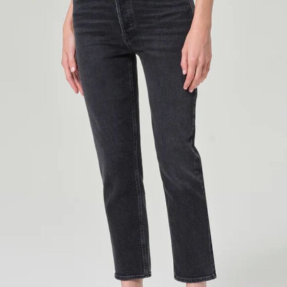 AGOLDE Riley High Rise Straight Crop (STRETCH) In Panoramic - Picture 4 of 7